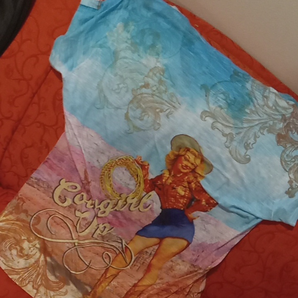 Sweet Gisele Rhinestone Cowgirl Western Tshirt - Picture 5 of 5